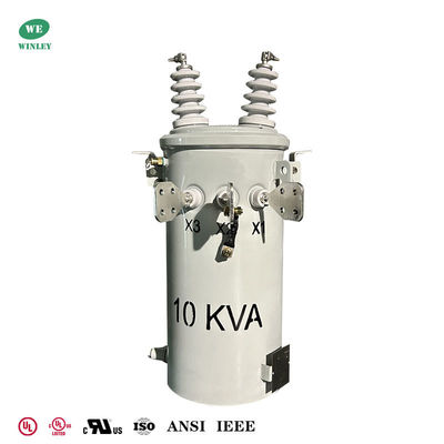 Купить 10KVA Single Phase Pole Mounted Distribution Transformer with Copper Windings and Grain-Oriented Steel Core for Compact Footprint Производство в сети