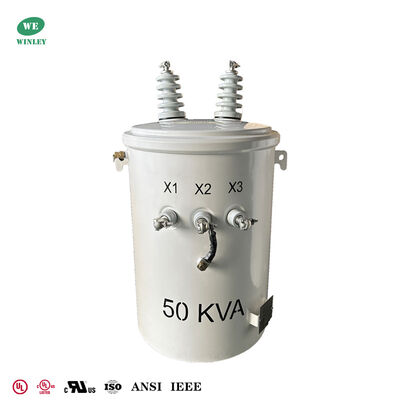 Купить 50kva Pole Mounted Transformer 12.47kv To 277v Oil Filled Distribution Electric Pole Transformer UL Listed Производство в сети