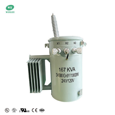 Стандартные однофазные трансформаторы распределения масла 167KVA 34500V до 120V с двойной обмоткой